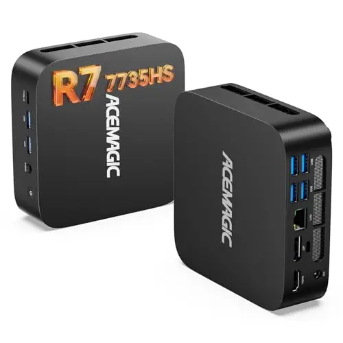 ACEMAGIC M1 Mini PC, AMD Ryzen 7 7735HS (8C/16T, hasta 4,75 GHz), 24GB LPDDR5 512GB SSD Win11 Pro Mini Ordenadores, AMD Radeon Graphics, 4K Triple Display, USB-C, WiFi 6 BT 5.2 para Oficina,Multimedia