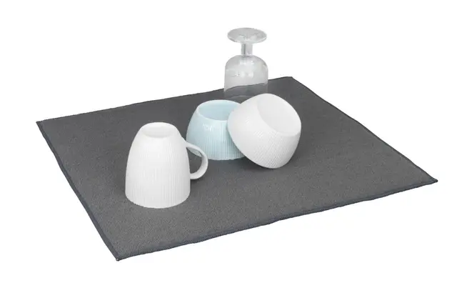 WENKO Esterilla de drenaje de microfibra Miko gris 47 x 40 cm - Esterilla de secado, esterilla de fregadero para vajilla, Poliéster, 40 x 47 cm, Gris