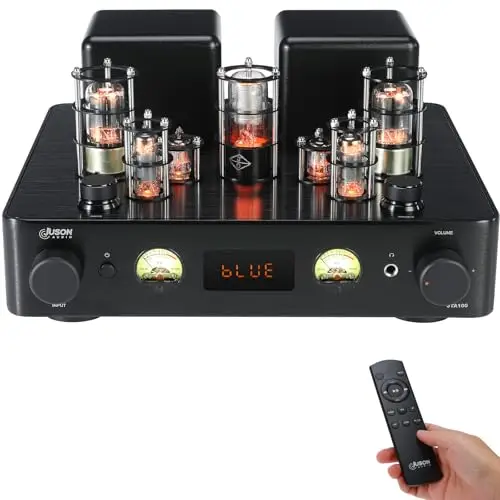 JTA100 2025 200 W Amplificador de Vácuo de Tubo Integrado Híbrido con BT 5.0, ENTRADA OPT AUX, COAX, Phono y SALIDA de Auriculares, Clase AB de 2.1 Canales, Audio HiFi para Casa para