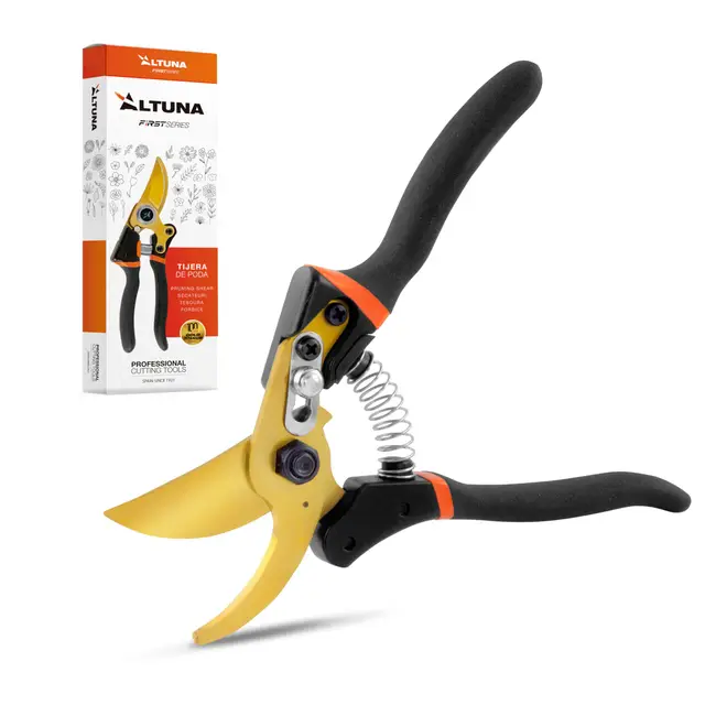 Altuna TR15 - Tijeras de Podar de Titanio - Tijera de Jardín Profesional con Hoja SK5 - Corte Bypass Preciso - Mango Metálico Antideslizante - Diseño Ergonómico - Ideal para Regalo - Caja Incluida