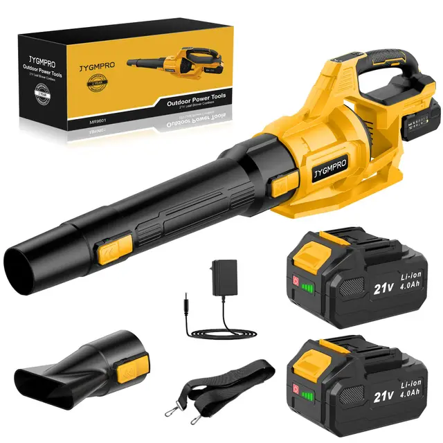 21V Soplador de Hojas, Soplador Bateria con 2 Baterias 4.0Ah, 2 Tubos de Soplado, 3 Ajustes de Velocidad, Correa para el Hombro para Soplar Hojas, Nieve, Polvo y Residuos