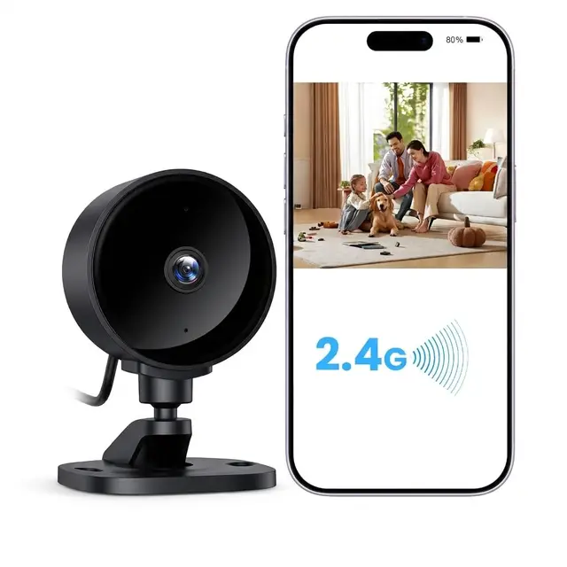 WOLFANG Cámara Vigilancia WiFi Interior 1080P, Cámara de Seguridad Interior con Visión Nocturna, Detección de Movimiento, Audio Bidireccional, Compatible con Alexa & Google Home, Solo WiFi 2,4 GHz