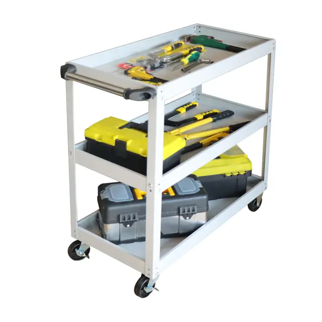 Relaxdays Carro de Taller móvil con Herramientas, 3 Niveles, hasta 100 kg, Gris, 78x76x35 cm