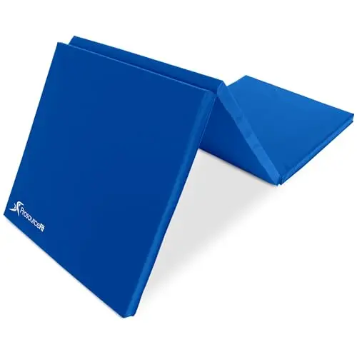 ProsourceFit Tri-Fold Folding Thick Exercise Mat 6’x2’ with Carrying Handles for MMA, Gymnastics, Stretching, Core Workouts