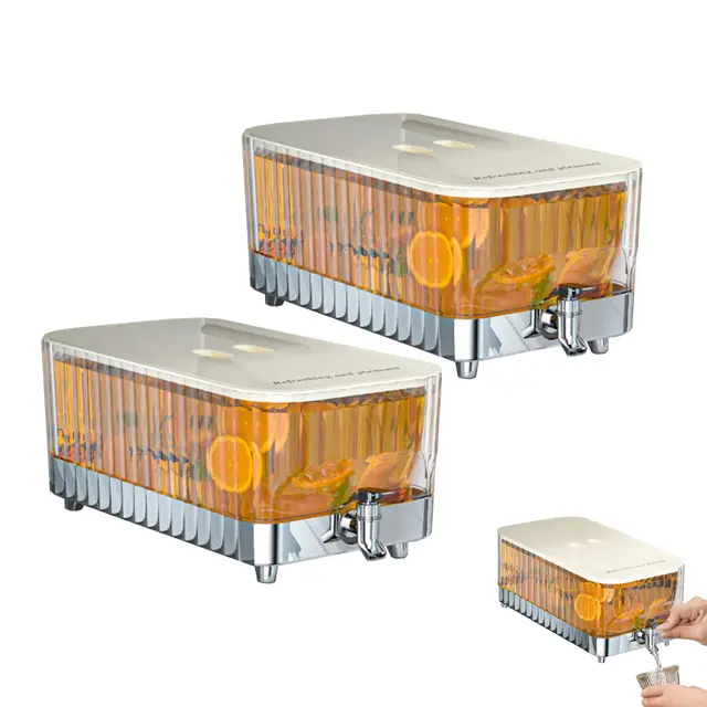 2 Ud Dispensador de Bebidas con Grifo con Capacidad de 5,3L. Jarra de Agua para Nevera con Dispensador. Recipiente de Bebidas para Frigorífico. Dispensador de Agua con Grifo