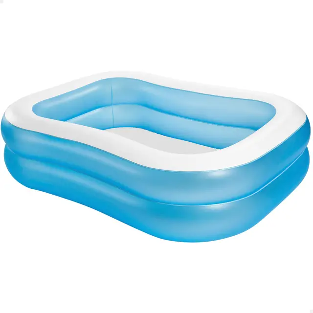 Intex Piscina hinchable infantil familiar rectangular, Medidas 203x152x48cm, 540 litros de capacidad, Piscina hinchable rectangular y azul, juego para niños (57180)