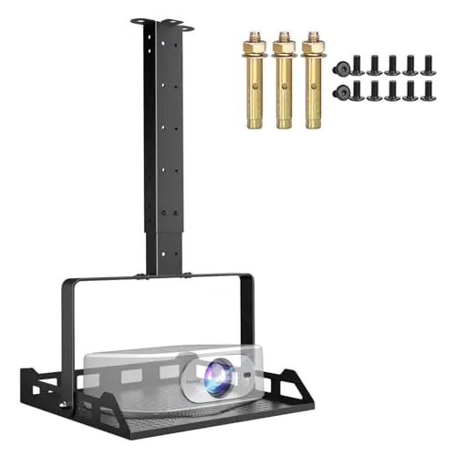 Salange Soporte de Techo para Proyector, Altura Ajustable, Soporte Universal para Proyector para Techo/Pared con guía de Cables integrada, Capacidad de Carga de hasta 10 kg, para Cine en
