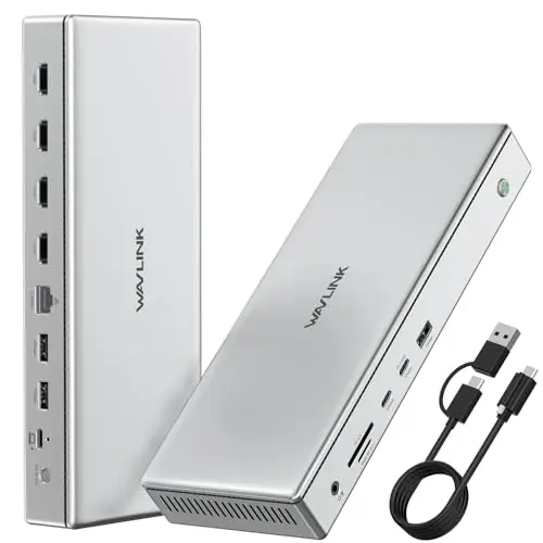 WAVLINK Premium Displaylink DL7400 Docking Station 14 en 1, 4 HDMI 2.0 4K@60Hz, 100W, 2,5G Ethernet, para Mac M1/M2/M3, Windows y New MacBook Neo, USB 3.2, SD/TF