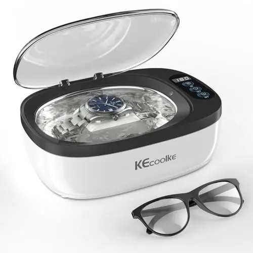 KECOOLKE Limpiador ultrasónico de joyas, 750 ml, limpiador acústico con temporizador digital para gafas, anillos, monedas, plata, solución de limpieza ultrasónica para regalos