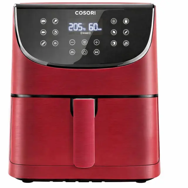Cosori Freidora de Aire Duradera 5,7L Air Fryer 1700W, Tecnología Rapid Air, 67,5% Menos Energía, 13 Automáticos Modos,Uso Fácil, Panel Táctil, Acero Inox Interior, Hasta 205ºC y 60 Min, Rojo-Granate