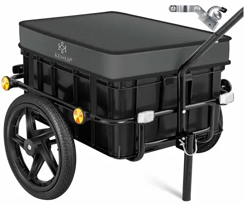 KESSER® Remolque para Bicicletas, Remolque de Carga con Enganche, Barra de Tiro Alta para el Transporte de Bicicletas, Caja de Transporte con Volumen de 70 litros, Peso máximo de 60 kg