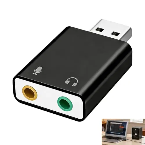 Tarjeta Sonido USB, Adaptador USB Jack 3.5mm con Entrada de Micrófono y Salida de Auriculares, Sonido Estéreo 3D, Plug and Play, Conversor USB 2.0 sin Controlador PC Portátil Mac Linux Chromebook