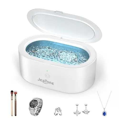 JeaTone Limpiador Ultrasónico, Limpiador Ultrasónico para Gafas 600ml 46KHz, Limpieza Profesional para prótesis Dentales, Retenedores, Alineadores y Artículos para el hogar como Gafas, Joyas, Relojes
