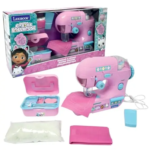 Lexibook, Gabby's Dollhouse, Máquina de Coser con Accesorios, luz y Pedal, Juguete de rol, Juego de diseño de Moda, Rosa, SW100GDHLXB
