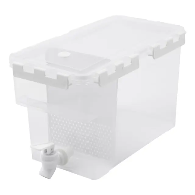 Dispensador de bebidas, 6 L, dispensador de agua con grifo y función de filtrado, dispensador de agua de plástico, dispensador de zumo para frigorífico (blanco)