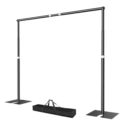 EMART Soporte para Fondo Fotográfico 3 x 3 m, Soporte Fondo de Alta Resistencia con Base de Acero, Sistema de Fondos Fotografico Ajustable Fotografía, Bodas y Fiestas