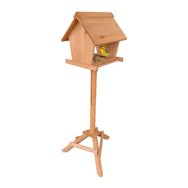 Relaxdays Casa para pájaros con Soporte, Madera de Abeto, jardín, balcón y terraza, HBT: 107 x 32 x 27 cm, Naranja