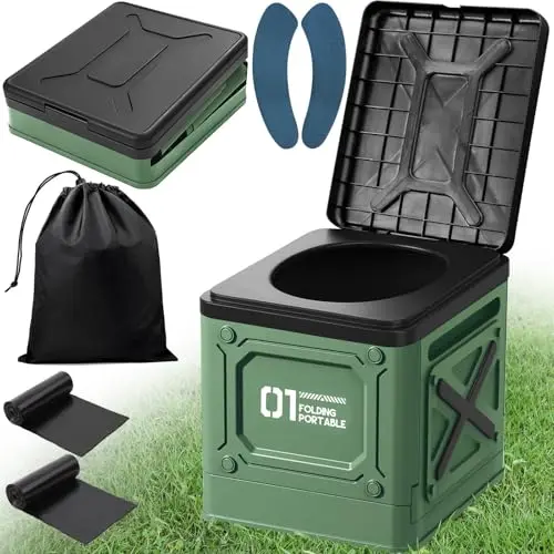 Inodoro Portátil,WC Portatil,Vater Portatil,WC Portatil Camping,Baño Portatil Adultos,Baño Seco Camper,WC Portatil Camping,Baño Seco Camper para Camping,Carretera,Actividades (Verde)