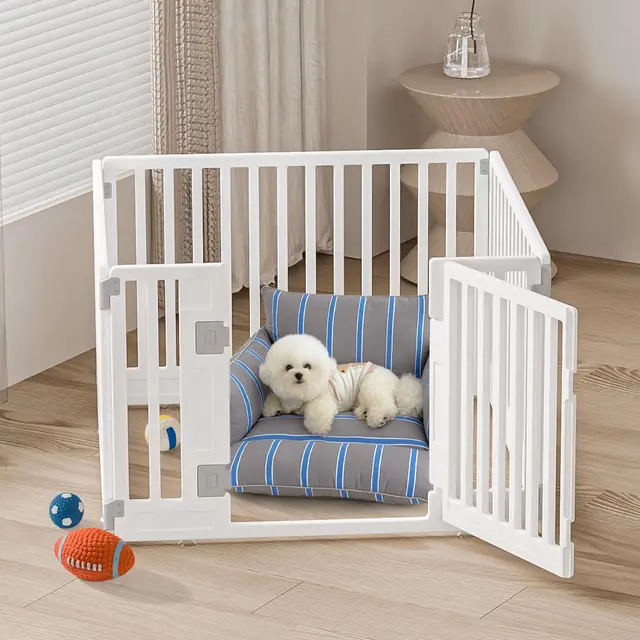 Gupamiga Parque para Perros Cachorros con Puerta, Valla Plegable y Portátil para Mascotas o Animales para Interiores y Exteriores Blanco 89 x 89 cm