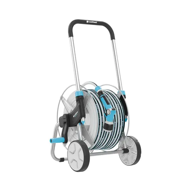 Cellfast Carro, Juego ENERGO, Acero y Aluminio, Manejo fácil y Estable, Mango engomado, Manguera MULTIFLEX ATSV™ 1/2",50m, 55-060