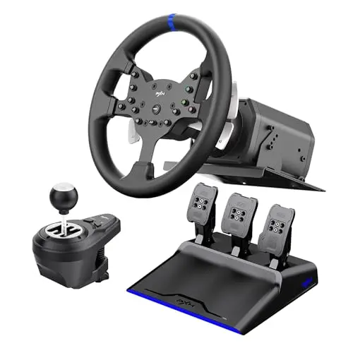 PXN V99 Volante de carreras para PC con pedales y palanca de cambios, volante con Force Feedback 3NM para Xbox One, Xbox Series X/S, PC, PS4