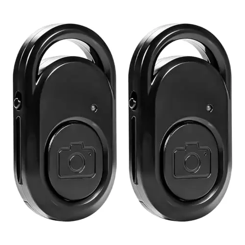 2 Piezas Control Remoto Bluetooth Cámara, Disparador Remoto Smartphone y Tablet Inalámbrico con Un Solo Botón, Compatible con iOS y Android, Alcance 10 Metros, Selfies, Fotos Grupales, Vlogs Streaming