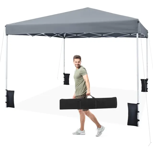 COSTWAY Carpa Plegable 3 x 3 m, Pop up, cenador para Jardin Impermeable, Bolsa de Transporte, Protección Solar, Acero, Pabellón Gazebo pergolas Portátil Camping Fiesta Playa Patio Terraza (Gris)