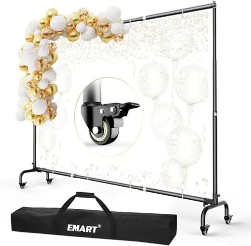 EMART Soporte de Fondo Fotográfico con Ruedas, 3x2,3m Ajustable Sistema de Estudio Fotografía para Studio Retrato de Producto