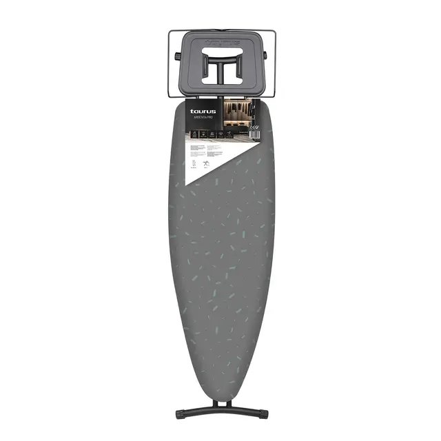 Taurus Argenta Pro - Tabla de Planchar con 3 Posiciones de Altura Ajustables hasta 93 cm. Soporte Apto para centros de Planchado. Funda 100% algodón. Superficie de Planchado 40 x 124 cm. Gris.