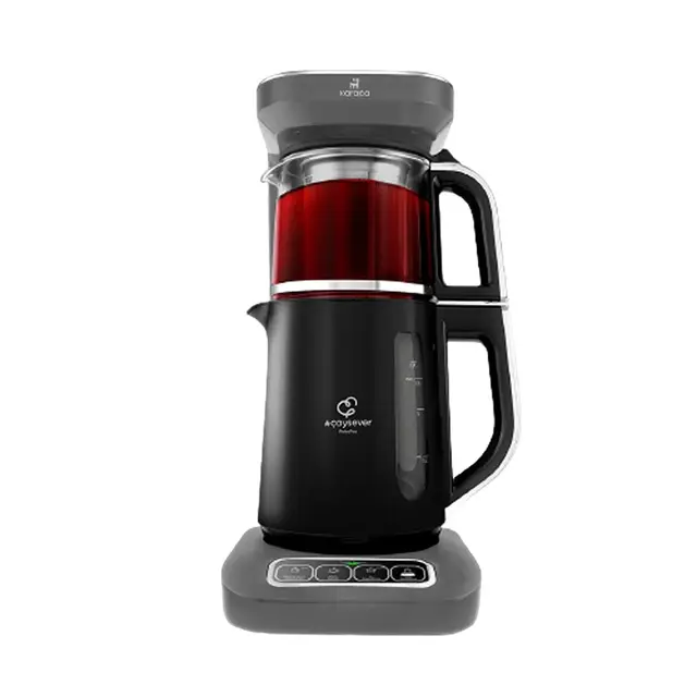 Karaca Çaysever Robotea Pro - Máquina de té y café con filtro de habla 4 en 1 2500 W Space Gray, función de infusión de té, café filtro, función de preparación de agua alimentaria, indicador de