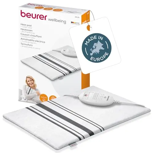 Beurer HK 25 Almohadilla eléctrica, esterilla térmica con 3 niveles de temperatura, desconexión automática y sistema de seguridad, lavable a máquina, 40 x 30 cm