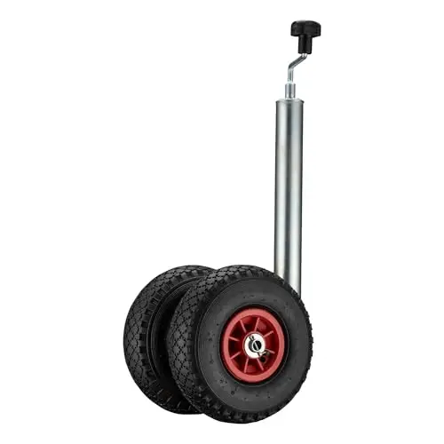Wiltec Rueda de apoyo doble capacidad máxima 200 kg ruedas inflables con llanta soporte de apoyo rueda jockey con dos neumáticos para caravanas y remolques