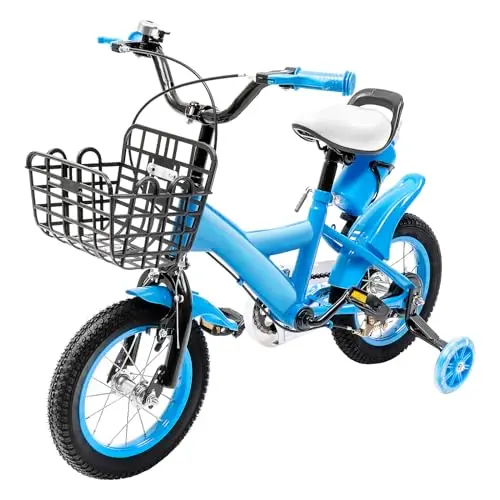 Bicicleta de 12 pulgadas, acero al carbono, dos frenos, estabilizadores, antideslizante, guardabarros, 2-4 años