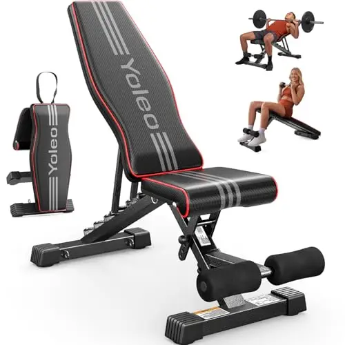 YOLEO Banco de Pesas Ajustable Utilidad Plegable,de Entrenamiento de Cuerpo Completo Inclinación Decline Levantamiento Plano, Press, para Ejercicios de Gimnasio en casa