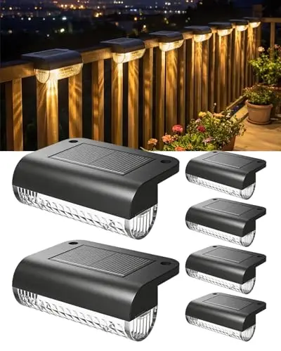 6 X Lámparas Solares para Exteriores, LED Luces Solares para Valla Exterior, Aplique Solar Exterior Impermeable para Escaleras, Escalones, Vallas, Barandillas, Patio, Terraza