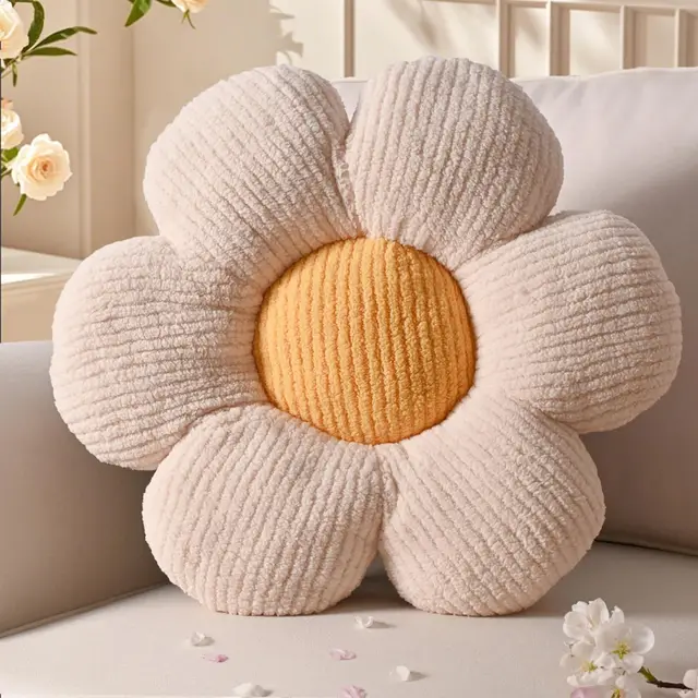 yhoelata cojín flor amarillo crema 50cm