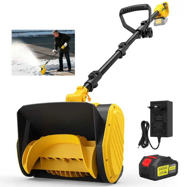 Pala de Nieve Inalámbrica,Extractor de Nieve con Batería,Quitanieves Cepillo Eléctrico Sin Escobillas 21V, Ancho de Trabajo 28cm, Altura Máxima de La Nieve 15cm con Batería 3.0 Y Cargador