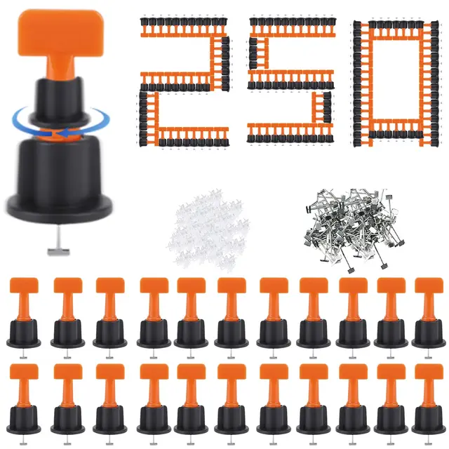 El Set De 250 Cuñas Niveladoras Para Nivelar Del Suelo, Con 100 Cuñas Niveladoras De Azulejo De 2mm y 1 Llaves Que Sirve Para Instalar De La Pared y Del Suelo
