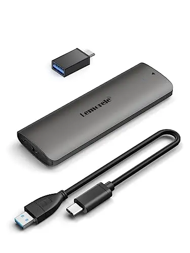 Lemorele M.2 NVMe Carcasa USB 3.1 de Disco Duro, Tool-Free Caja SSD de Disco Duro a M Key/B&M Key, Adaptador M.2 NVMe USB C 3.1 Gen2 (10 Gbps) Soporta 2230/2242/2260/2280
