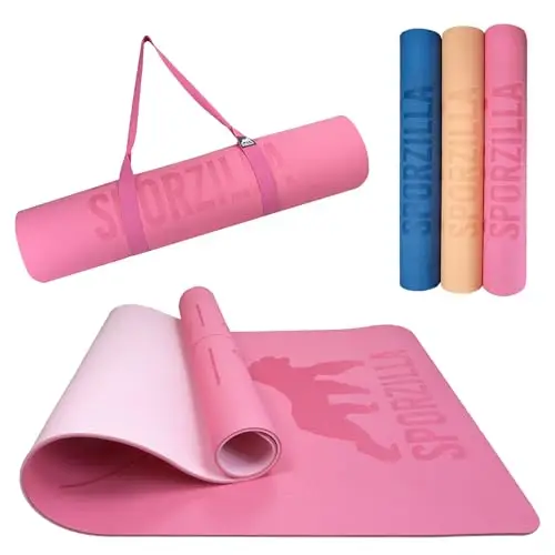 Esterilla Premium de Fitness y Yoga, extra ancha de 80 cm, grosor de 8 mm, antideslizante y atóxica, con líneas guía