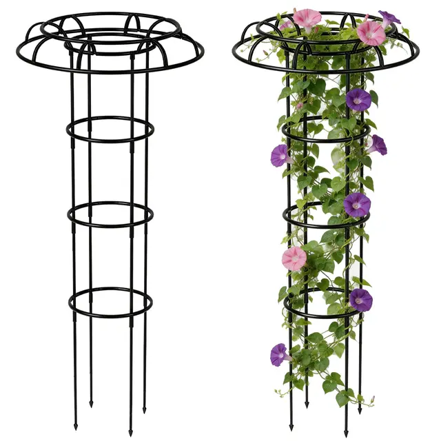 Obelisco para Jardín 120 cm, Soporte Desmontable para Plantas Trepadoras, Estructura Tipo Jaula para Rosas Clemátides y Tomates, para Maceta y Parterre