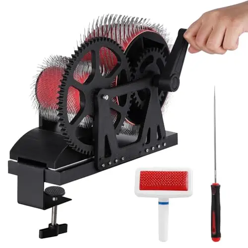 YUCHENGTECH Máquina Cardadora Manual de Lana Cardadora de Tambor for Fibra de Lana con Manivela Elimina Impurezas de Fibra, Mezcla Rápida de Colores, Peine, Hilado para Entusiastas de la Artesanía