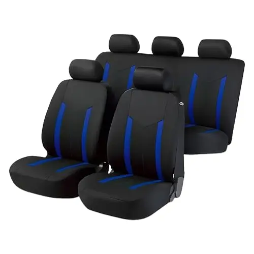 Astur Fundas Asientos Coche Universales Acolchadas | Funda Asiento Coche Compatible con Airbag | Fundas para Asientos de Coche en Poliéster Negro y Azul (Blue)