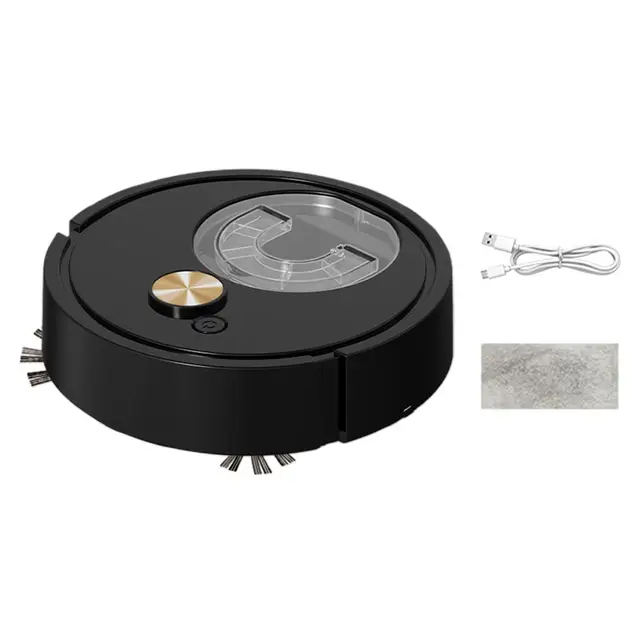 Mini Robot Aspirador para Coche, Aspirador de Escritorio y Suelos Duros Automático con Carga USB, Limpiador Silencioso para Pelo de Mascotas y Polvo, Barrendero Móvil, 18x5.4cm