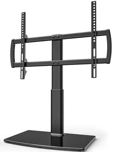 Hemudu Soporte Pie TV Universal, Peanas para Televisiones 32 a 70 Pulgadas, Soporte TV Mesa Altura Ajustable de 4 Niveles, Base de Cristal Templado de Alta Resistencia, MAX 50 Kg, MAX Vesa 600x400 mm