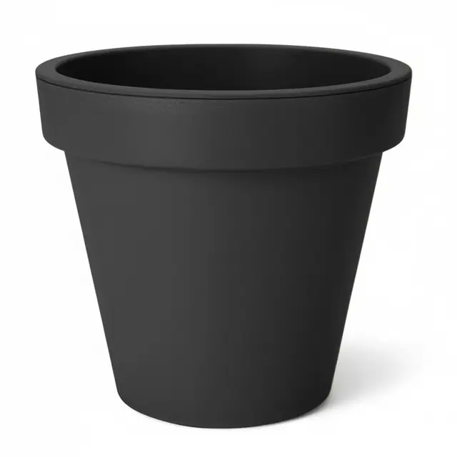 Spetebo Macetero de plástico grande L - 48 cm/antracita - Macetero redondo para exterior e interior - Macetero de jardín, maceta de flores, florero
