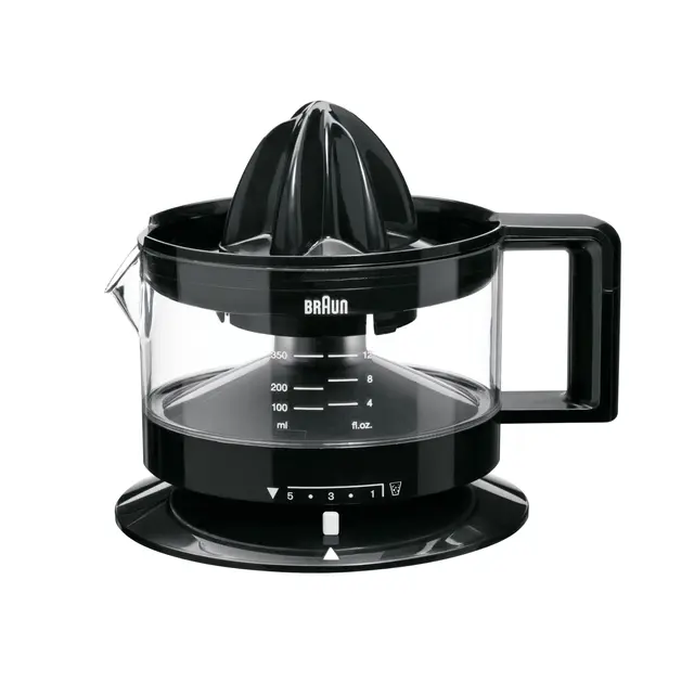 Braun Hogar TributeCollection CJ3000 BK - Exprimidor Eléctrico, 20 W, 350ml, Cantidad de Pulpa Ajustable, Apto para Lavavajillas, Color Negro