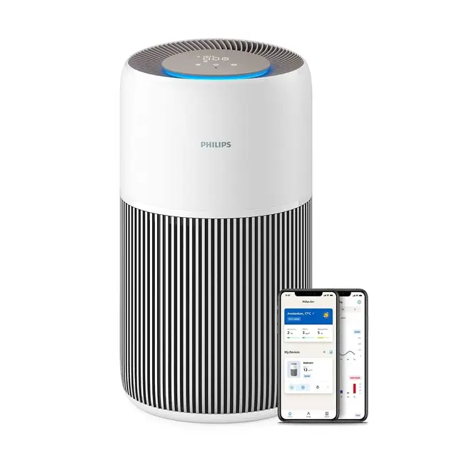 Philips Purificador de aire Serie 2200, HEPA NanoProtect + Filtro de carbón activo, CADR 400m³/h para 104m², Personas alérgicas, Ultra silencioso, Filtro inteligente y duradero (AC2210/10)