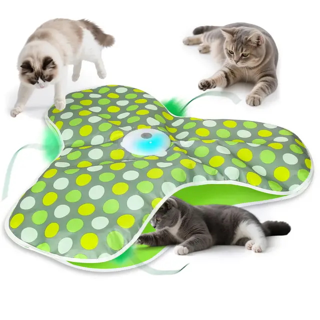Juguete interactivo para gatos autoempleo, juguete eléctrico de inteligencia para gatos con plumas extraíbles, juego de captura automática de ratones, carga USB