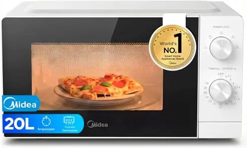 Midea Microondas 20 litros y 700 W de potencia | Microwave | Horno Microondas Blanco de Sobremesa con Plato Giratorio, Función Descongelación, 5 Niveles de Potencia Temporizador | Microondas sin grill